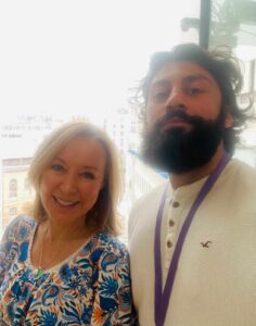 Tier Blundell with Dr Sian Williams at the BBC Studios in London.